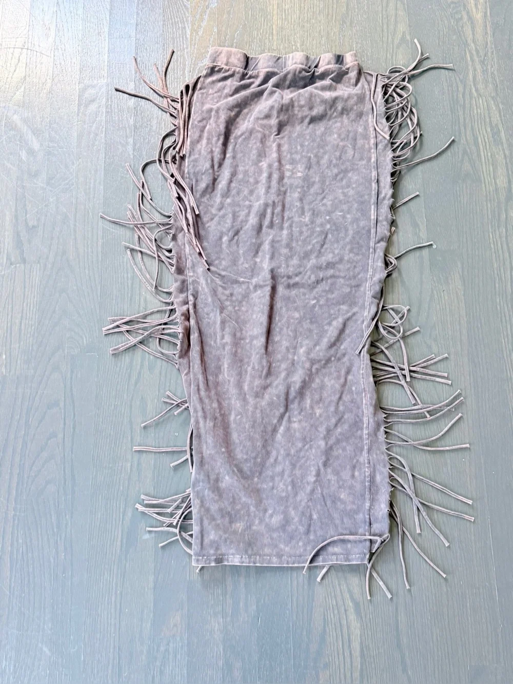 Boho Fringe Maxi Skirt in Brown